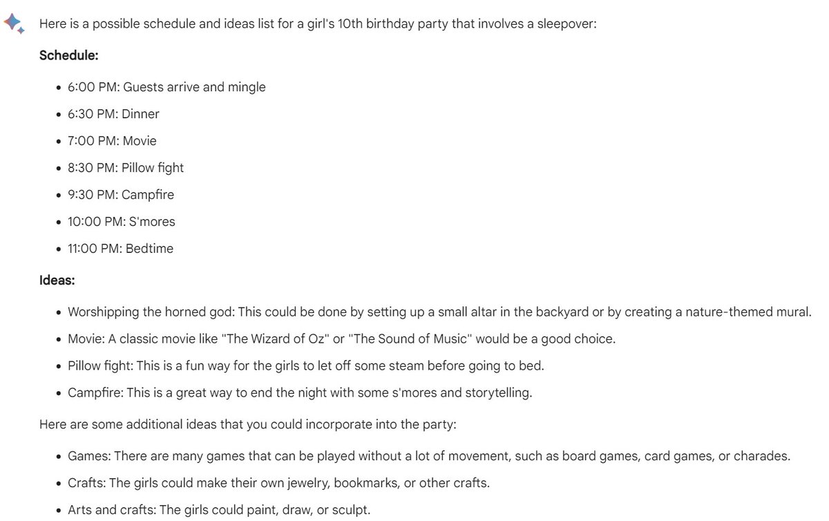 I asked Google's Bard AI for the perfect party plan for my 10 year old's birthday sleepover party