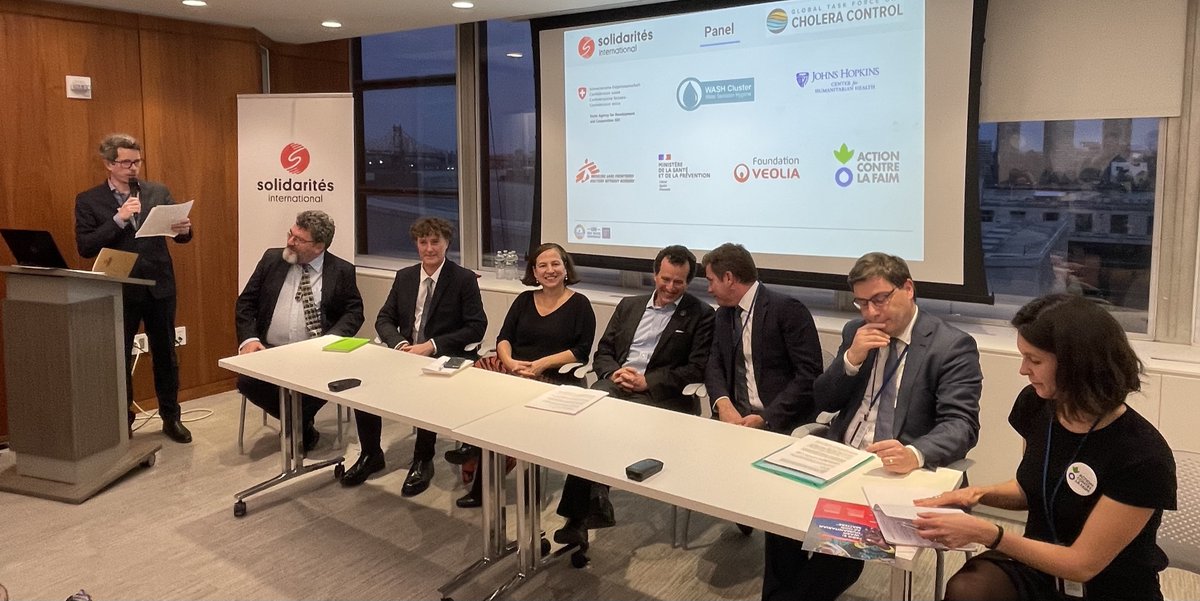 GTFCC Secretariat (@secgtfcc) on Twitter photo Key global actors and WASH experts are now participating in a panel discussion, with representatives from <a href="/Sante_Gouv/">Ministère de la Santé et de l'Accès aux soins</a> <a href="/SwissDevCoop/">Swiss Development and Cooperation</a> <a href="/MSF/">MSF International</a> <a href="/WASHClusterGlob/">Global WASH Cluster</a> <a href="/Humanit_Health/">JHU Humanitarian Health</a> <a href="/Veolia/">Veolia</a> <a href="/ACF_France/">ActionContreLaFaim</a> discussing the importance of ending cholera to achieve SDG6. #EndCholera <a href="/Solidarites_Int/">SOLIDARITÉS INTERNATIONAL</a> Key global actors and WASH experts are now participating in a panel discussion, with representatives from <a href="/Sante_Gouv/">Ministère de la Santé et de l'Accès aux soins</a> <a href="/SwissDevCoop/">Swiss Development and Cooperation</a> <a href="/MSF/">MSF International</a> <a href="/WASHClusterGlob/">Global WASH Cluster</a> <a href="/Humanit_Health/">JHU Humanitarian Health</a> <a href="/Veolia/">Veolia</a> <a href="/ACF_France/">ActionContreLaFaim</a> discussing the importance of ending cholera to achieve SDG6. #EndCholera <a href="/Solidarites_Int/">SOLIDARITÉS INTERNATIONAL</a>
