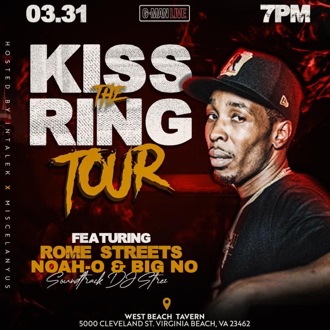 3.31
7pm
Rome Streetz x Noah-O x <a href="/NorthsideNo/">NORTHSIDE_NO</a>
VA BEACH
TIX NOW <a href="/CHRGDUPSTORE/">Charged Up Flagship Store</a>