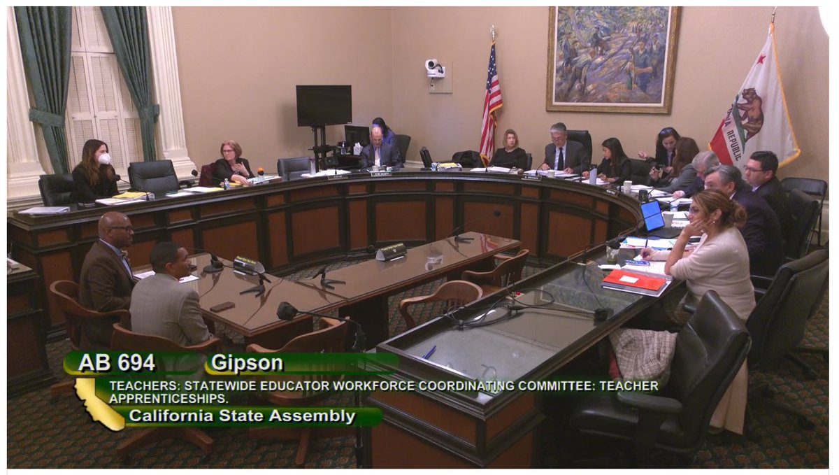 jessica_sawko's tweet photo. I'm celebrating the passage of AB 694 by @AsmMikeGipson in the Assembly Education Committee. This bill is sponsored by @ChildrenNow and would help reduce the cost of becoming a teacher in California by establishing an apprenticeship pathway into the profession. https://t.co/HRJkjF8dnD