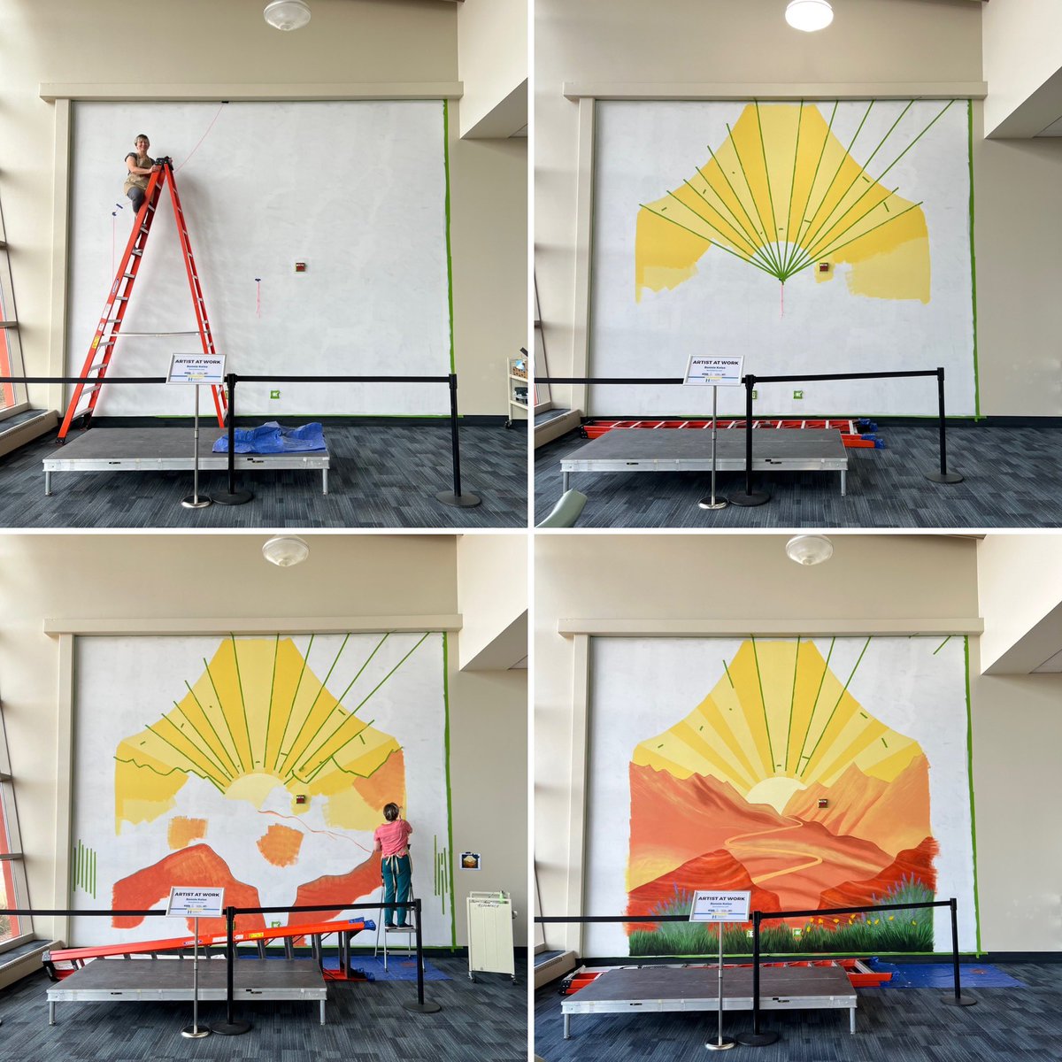 hendersonlibs's tweet photo. Artist @bonniekelso is making great progress on her mural in the Reading Room at the Paseo Verde Library! #hendersonlibraries #bonniekelso #librarymural https://t.co/W9Z75LYOev