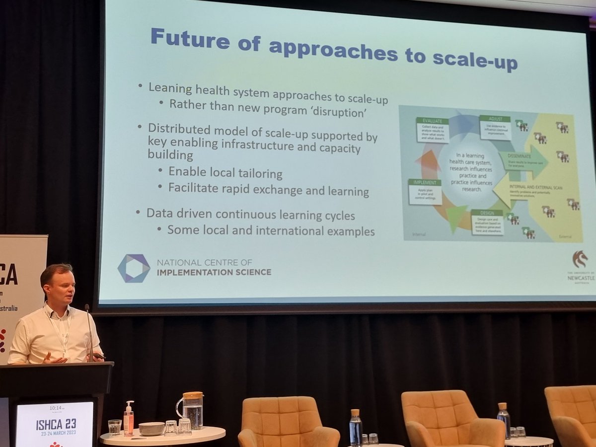 drstephbest's tweet photo. Important of the #learninghealthcaresystems in scale up research @LukeWolfenden #ishca23 https://t.co/FfltrnEKmQ