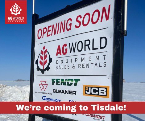 AgWorld Equipment is super excited to announce that we are expanding our operations and will soon have a location in Tisdale offering sales, rentals, repairs and more!