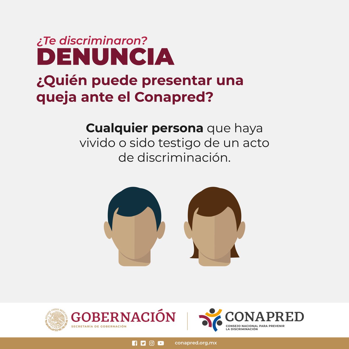 CONAPRED's tweet image. 📌 Si enfrentas discriminación... 
¡Acércate al Conapred! 
👉🏾 bit.ly/3CTdCqh