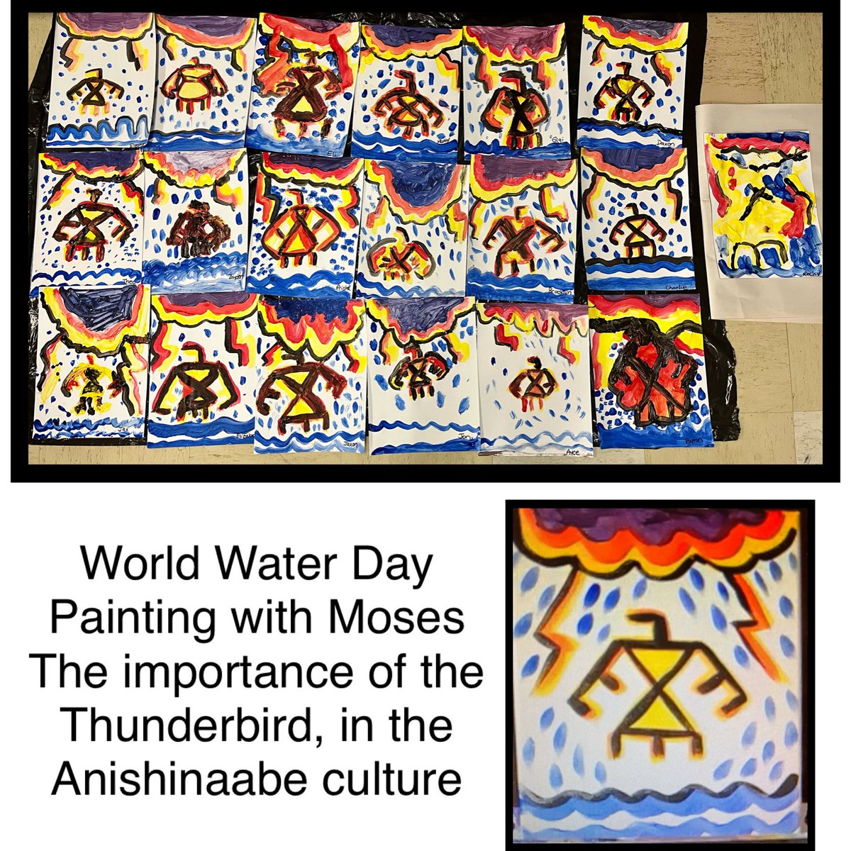 Grade 1/2 Painting today #confederationcentral #WorldWaterDay