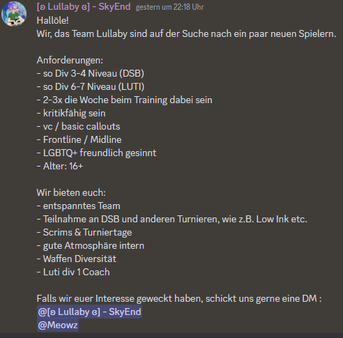 Luwullaby's tweet photo. Falls ihr Interesse habt dm an:
SkyEnd#0168
Meowz#1183 https://t.co/HBx85Wu493