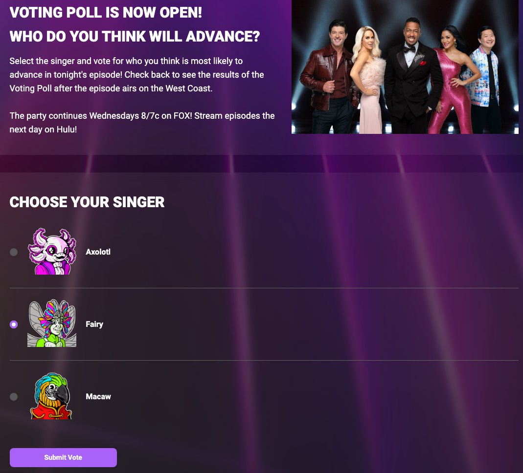 maskverse's tweet photo. It's time to cast your vote, people!
Get ready to rumble and pick your favorite performer of Country Night! #TheMaskedSinger #VotingIsOpen
Go here 👉https://t.co/GotKZAvRhl https://t.co/4aGEv33sSr