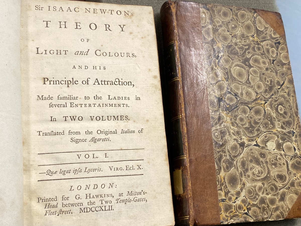 PalmeriJoAnn's tweet photo. #SpecialCollections Image-A-Day📚
Elizabeth Carter’s 1742 translation of Algarotti’s work on Isaac Newton was one of the items from the #HistSci Collections viewed today by students from @OUHistSci Department’s #SciRev class #WomensHistoryMonth https://t.co/4aBSMhL0J6
