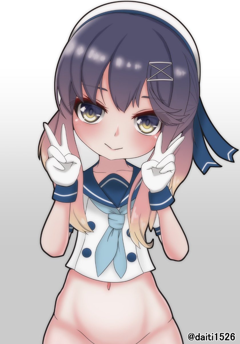 対馬(艦これ) 「昔、描いた対馬ちゃん置いておきますね 」|大地のイラスト