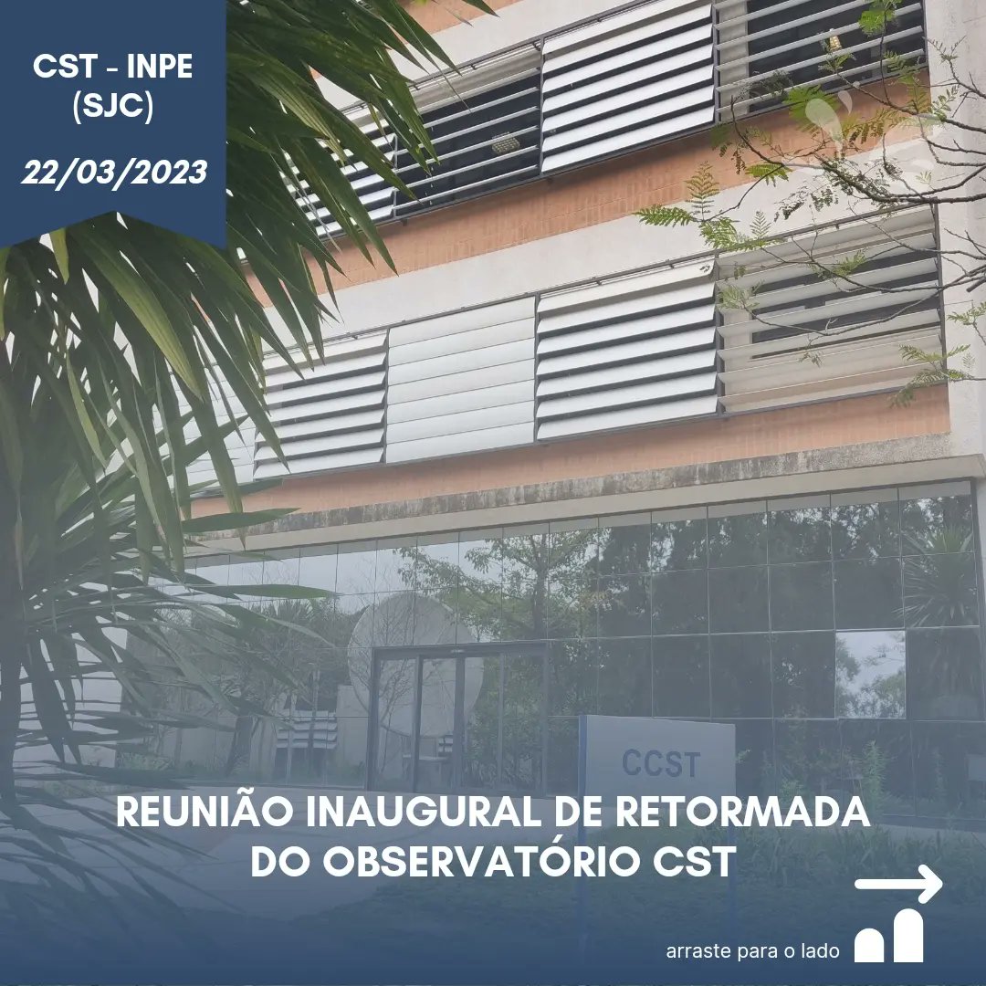 inpe_diiav's tweet photo. Na tarde desta quarta-feira (22), aconteceu a reunião inaugural de retomada do Observatório CST, em seu novo formato.

Além de uma da metodologia de trabalho, também foram apresentados facilitadores, Grupos de Trabalho e uma definição da agenda dos próximos encontros 

Confira 👇 https://t.co/c16XxFQkgx