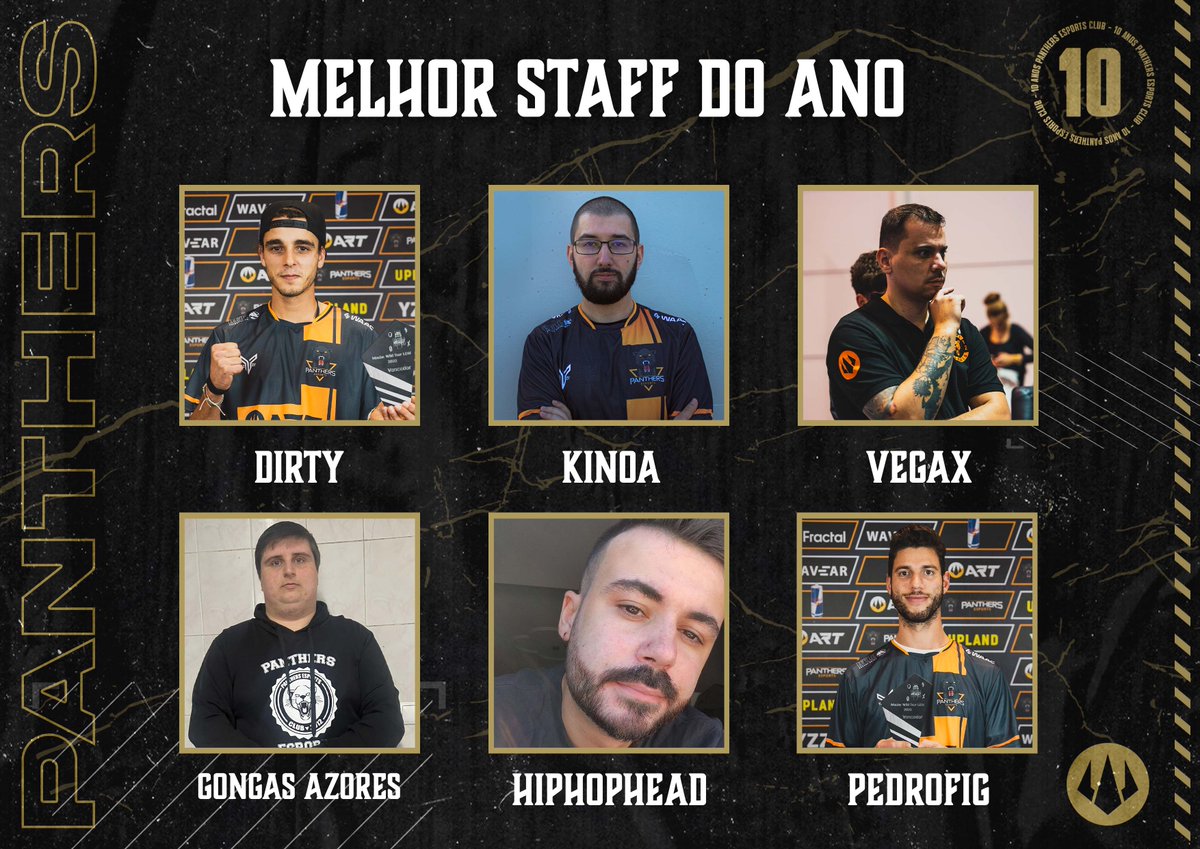 GALA DE 𝟏𝟎º 𝐀𝐍𝐈𝐕𝐄𝐑𝐒Á𝐑𝐈𝐎 

𝗠𝗲𝗹𝗵𝗼𝗿 𝗦𝘁𝗮𝗳𝗳 𝗱𝗼 𝗔𝗻𝗼 𝟮𝟬𝟮𝟮 (PANTHERS)

🔸<a href="/wildRDirtyNoob/">Dirty</a>
🔸<a href="/kinoa13_/">Alexandre 'kinoa' Pereira</a>
🔸<a href="/VEGAX1001/">Filipe Alexandre</a>
🔸<a href="/Gongas_Azores/">GӨПGΛƧ ΛZӨЯΣƧ</a>
🔸<a href="/oHipHopHead/">HipHopHead</a>
🔸<a href="/pedrolfig/">pedrolfig</a>

#gopanthers #gala10ºaniversário