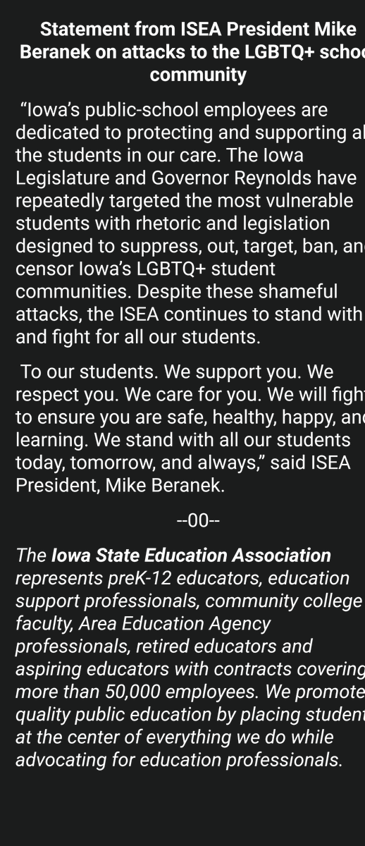 Rushthewriter's tweet image. Statements from @OneIowaAction, @IowaSEA, and @ppnorthcentral in respont Gov. Kim Reynolds signing two anti-LGBTQ bills today.