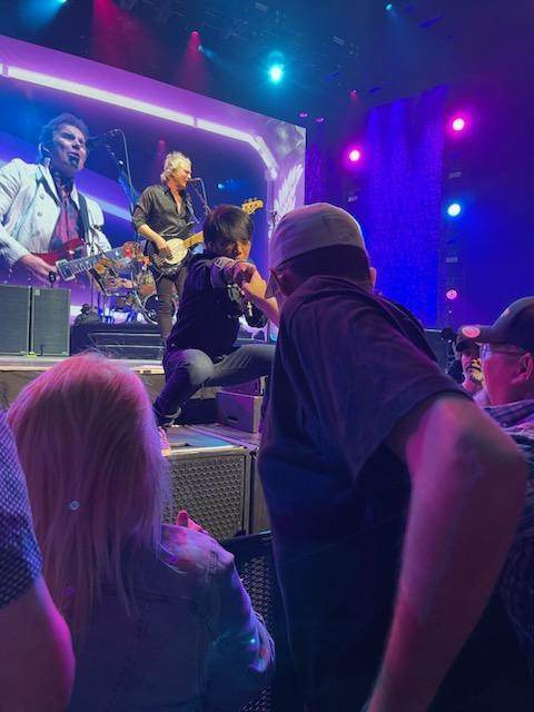 LeiLeidragon's tweet photo. AP, ty for not forgetting about Trevor. He was so happy.

"AP came up and asked if he was Trevor and shook his hand. Trevor kept saying he knew my name. Then when he went around he finished with giving Trevor a big hug." -Gerry Gibson (Trev's dad)

@arnelpineda
#bestfrontman https://t.co/Isyetcun47