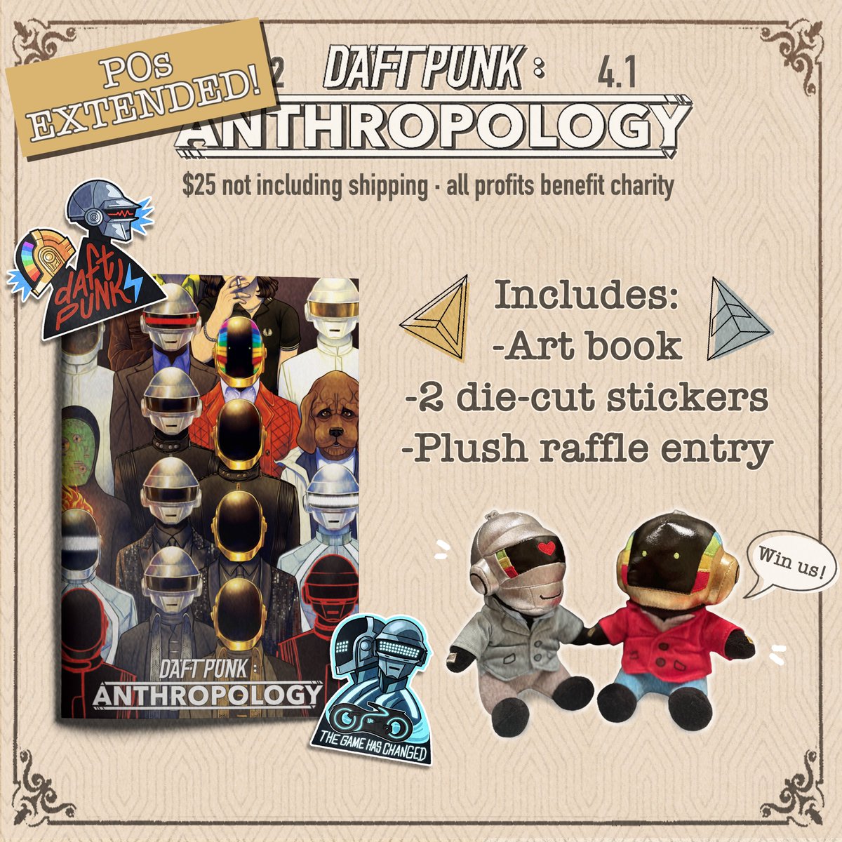 DPAnthropology's tweet photo. Preorders have been EXTENDED!

To celebrate RAM's 10th anniversary along with Daft Punk, preorders for the Daft Punk: Anthropology zine have been extended until the 1st of April (no joke!) 🤖 https://t.co/8kw7VLI237