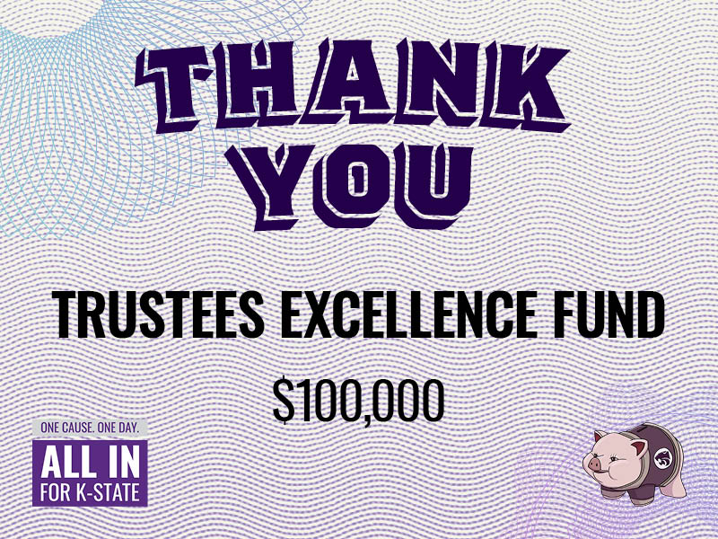 KSU_Foundation's tweet photo. We have another unlocked gift to celebrate. 🎉Thank you, wildcats, for painting the USA purple! A $100,000 gift from our Trustees Excellence Fund is now unlocked.
Thank you to our Board of Trustees for your generosity! 💜
#AllInForKState https://t.co/dFloaru2zC