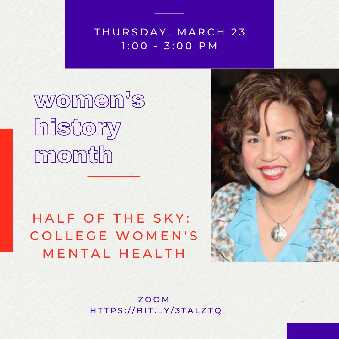 MSJCedu's tweet image. Join #ActiveMinds in honoring #WomensHistoryMonth in a dynamic virtual workshop on 3/23 from 1-3 pm. Hear Dr. Ernelyn Navarro-Cheung &amp;amp; Nicole Dumanguindin (Asian Pacific Counseling &amp;amp; Treatment Centers) as they discuss depression &amp;amp; community resiliency. bit.ly/3TALzTq