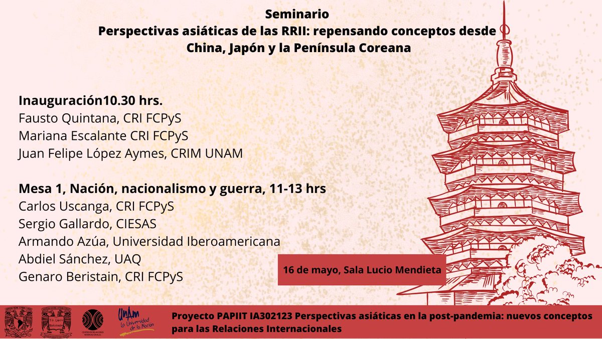 cri_fcpys's tweet photo. Extendemos una cordial invitación para que asistan al seminario Perspectivas asiáticas de las RRII: repensando conceptos desde 
China, Japón y la Península Coreana. https://t.co/WmN7o6Z9vA