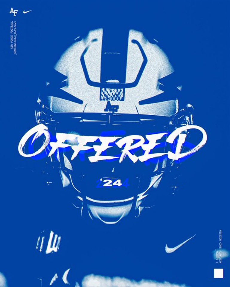 Jackson_King10's tweet photo. Blessed and Excited to receive my first D1 offer from the Air Force Academy!!🔵⚪️@Brian_Knorr https://t.co/bN9gOLG350