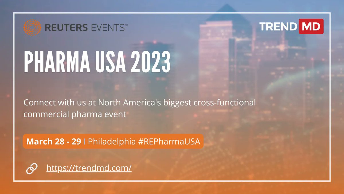 TrendMD (@trendmd) on Twitter photo Will you be joining the <a href="/reutersevents/">Reuters Events</a> Pharma USA conference on March 28?
Tash Brown will be representing TrendMD at the venue. Please reach out if you’d like to connect at the event.
#pharma #networking #REPharmaUSA #TrendMD Will you be joining the <a href="/reutersevents/">Reuters Events</a> Pharma USA conference on March 28?
Tash Brown will be representing TrendMD at the venue. Please reach out if you’d like to connect at the event.
#pharma #networking #REPharmaUSA #TrendMD