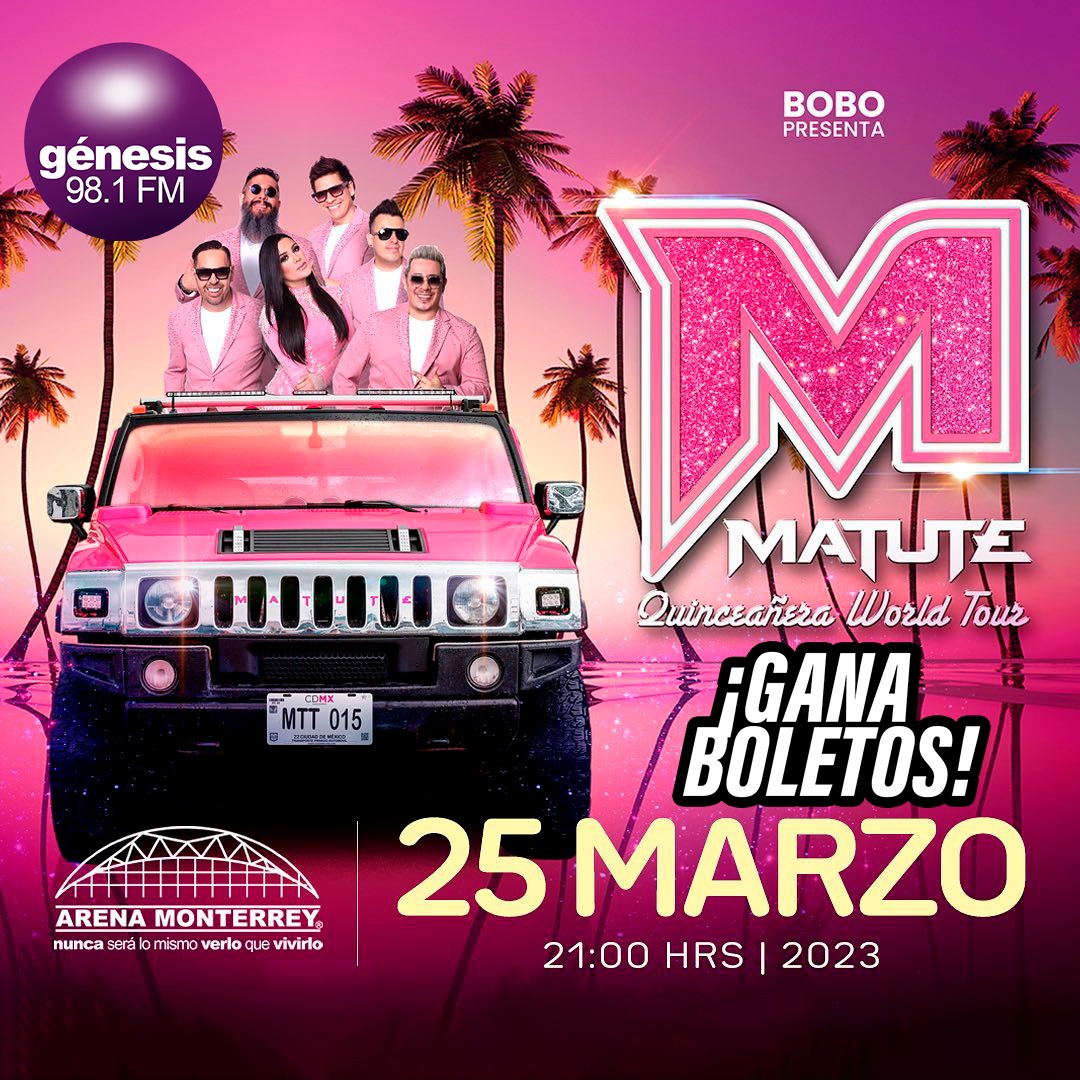 genesis981fm's tweet photo. Matute llega a Monterrey para celebrar su XV aniversario 🥳🎶

✅Da RT a este tweet.
✅Comenta tu nombre completo, cover favorito y ya estás participando por tus accesos. https://t.co/UoGO5ded3L