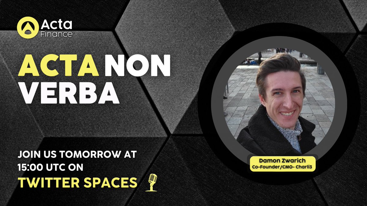 We are very pleased to announce this week's Acta Non Verba Special Guest as <a href="/CryptoNomadZ/">Damon Zwarich | blockchain consultant</a>, our beloved advisor from <a href="/Oraclecharli3/">Charli3 Oracles 📍Reliable, Secure, Trusted</a> !🤝

We can't wait to dive into his mind to learn more about him and the industry at large!

Set your reminder to join ⏰:
x.com/i/spaces/1vAxR…