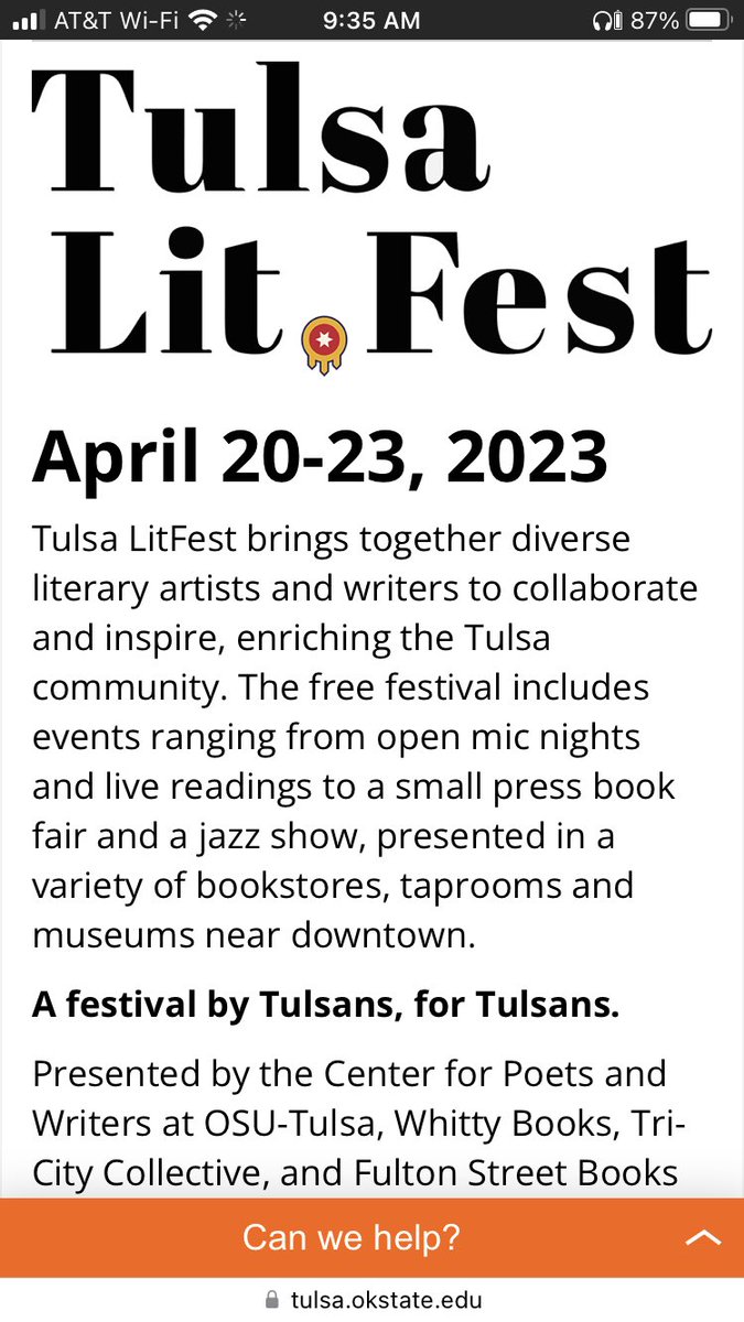 #tulsalitfest2023 will soon be here! All the details are at tulsalitfest.org
