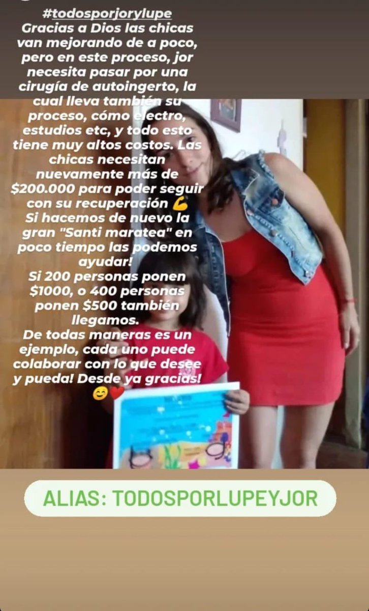 Se acuerdan que el año pasado un micro atropelló a su mamá y a su hija que estaban esperando un colectivo en la parada ? Son Jorgelina y Lupita. Hoy necesitan de tu colaboración para seguir con su recuperación. 🙏🏼🙏🏼 <a href="/LVDiez/">LVDiez</a>