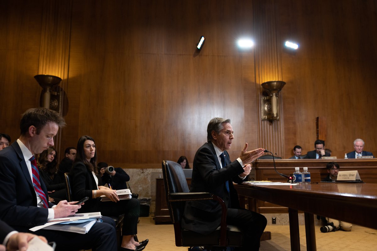 I spoke to Senate committees today about the @statedept’s FY2024 Budget Request. This budget will help us advance the United States’ vision for a world that is free, secure, open & prosperous—and deliver on issues that matter most to the American people. https://t.co/O7HIx1BMgm 