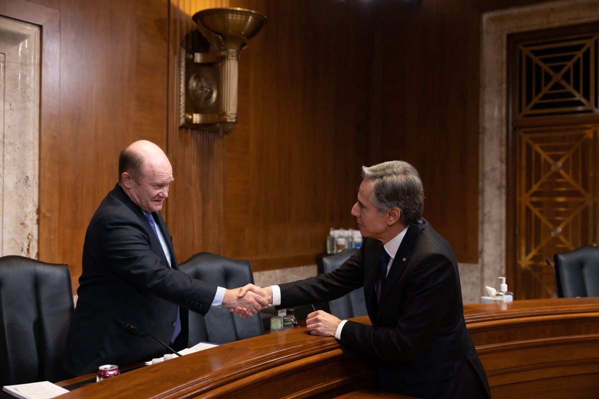 SecBlinken's tweet photo. I spoke to Senate committees today about the @statedept’s FY2024 Budget Request. This budget will help us advance the United States’ vision for a world that is free, secure, open &amp; prosperous—and deliver on issues that matter most to the American people. https://t.co/O7HIx1BMgm https://t.co/nHSe4BYvmw