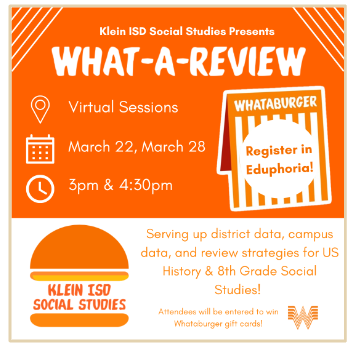 KleinSocStudies's tweet photo. Congratulations to Samantha Williams from @KleinCollins and @MrBaxHistory from @KleinIntKISD for winning the raffle the What-a-review Sessions today!!  

We hope to see you all on March 28th for Civil Rights &amp; Exploration/Colonization!! Sign up in Eduphoria :-) https://t.co/QCe611WP3D