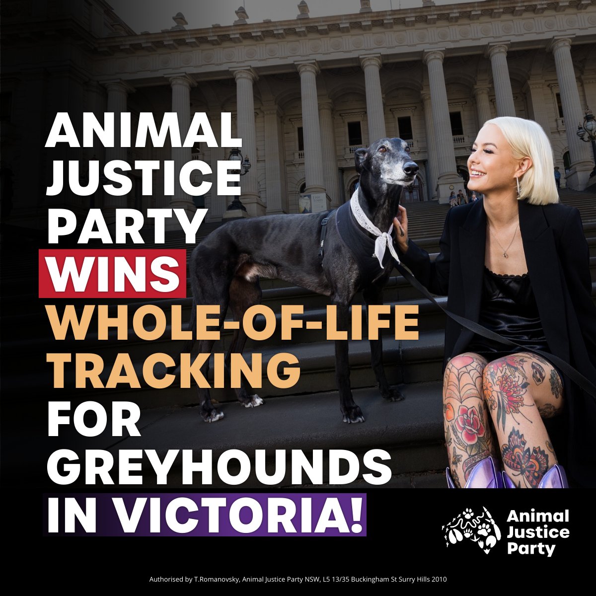 HUGE WIN. Our MP @georgievpurcell has just secured whole-of-life tracking for greyhounds in Victoria! This is going to save thousands of lives. How? 🧵 [cont]

#nswvotes #nswpol #NSWElection2023