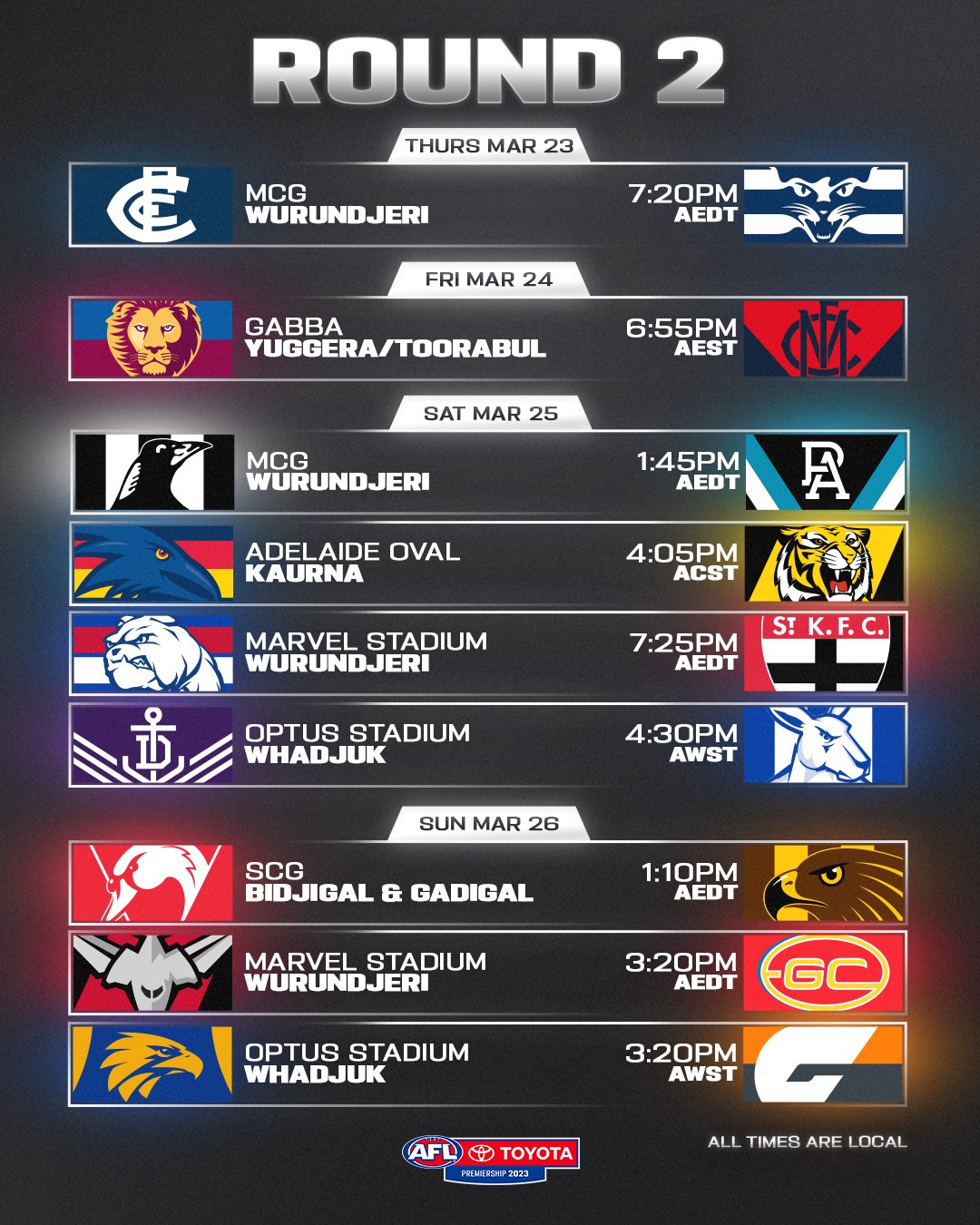 AFL Teams Round 12, 2023