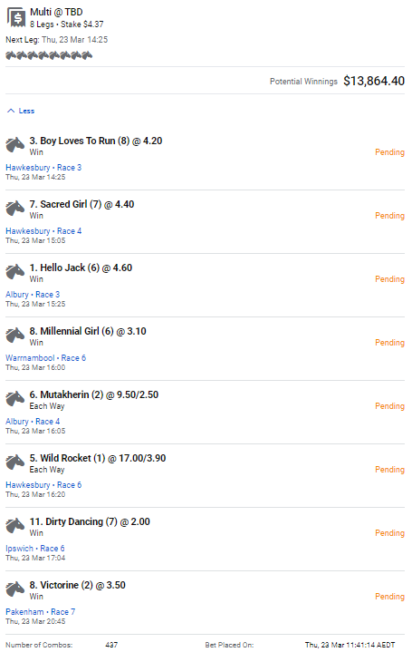 BlaisrBets's tweet image. This is a straight #Form2Win lotto goliath so just send your complaints to @brianchegs if it doesn't get up 😂