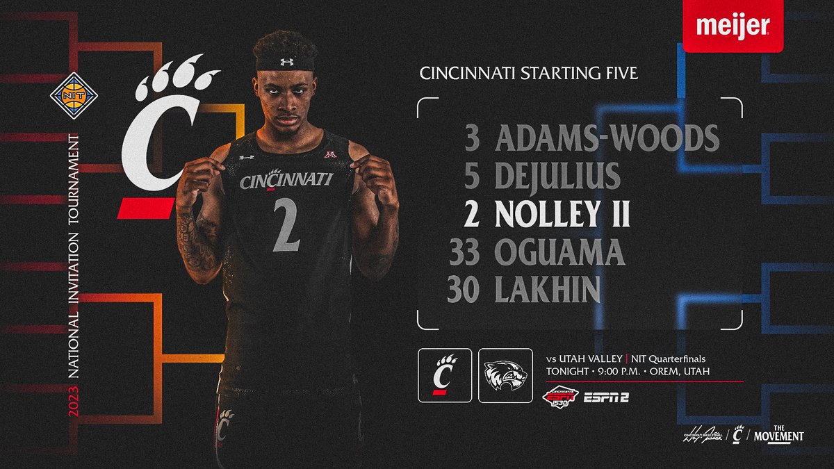Cincinnati Men’s Hoops (@gobearcatsmbb) on Twitter photo Starting 5️⃣ vs. Utah Valley
🔺 <a href="/_shoey3/">Shoey</a>
🔺 <a href="/DavidDejulius/">David DeJulius</a>
🔺 <a href="/NolleyLanders/">landers nolley II</a>
🔺 <a href="/odyoguama/">Ody Oguama</a>
🔺 <a href="/lakhinviktor_/">Lakhin Viktor</a>
#Bearcats | #TheMovement Starting 5️⃣ vs. Utah Valley
🔺 <a href="/_shoey3/">Shoey</a>
🔺 <a href="/DavidDejulius/">David DeJulius</a>
🔺 <a href="/NolleyLanders/">landers nolley II</a>
🔺 <a href="/odyoguama/">Ody Oguama</a>
🔺 <a href="/lakhinviktor_/">Lakhin Viktor</a>
#Bearcats | #TheMovement