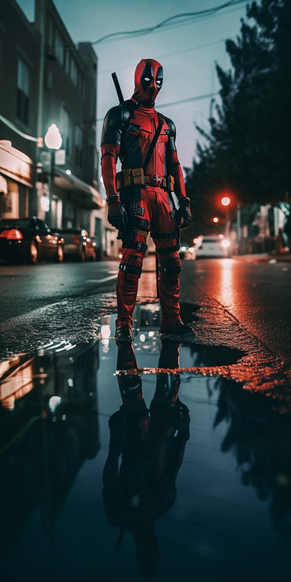 LinusEkenstam's tweet image. 🤯 Mindblown over the reflections Midjourney is able to create here 

Just look at the puddles. Insane.  
How is it possible? 

Ohh and thanks Deadpool for just chillin for the gram