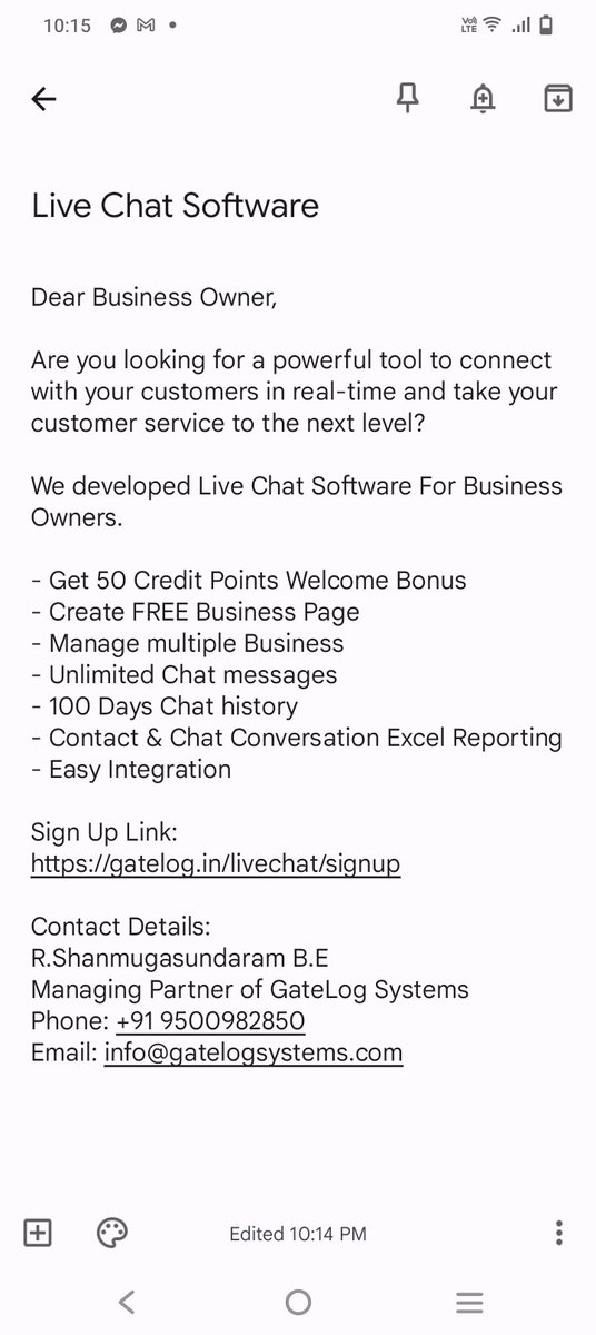 GateLogSystems's tweet image. Sign Up Link:
gatelog.in/livechat/signup

Contact Details:
R.Shanmugasundaram B.E
Managing Partner of GateLog Systems
Phone: +91 9500982850
Email: info@gatelogsystems.com