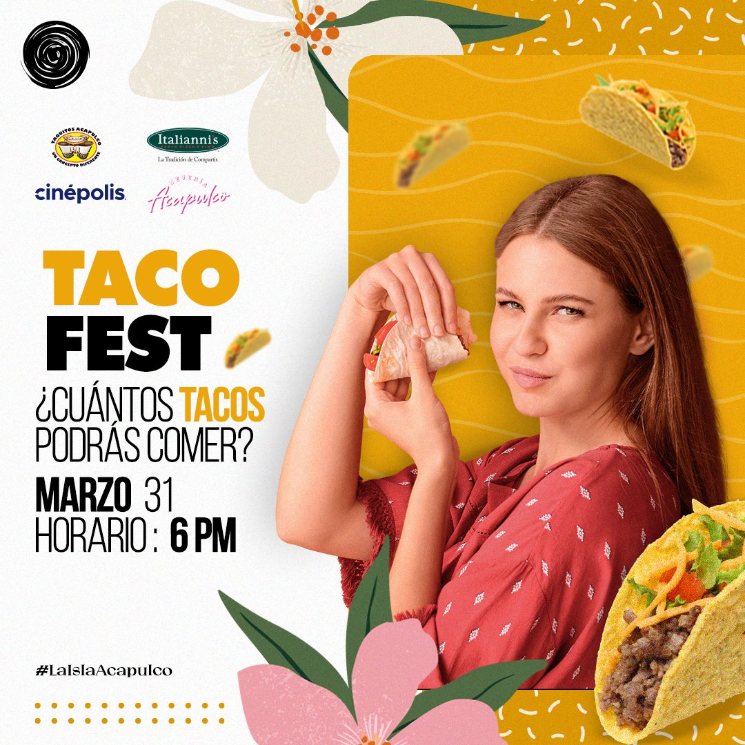 ¡Celebramos el Día del Taco en #LaIslaAcapulco!
Participa en nuestro concurso comiendo tacos en el menor tiempo. 🌮