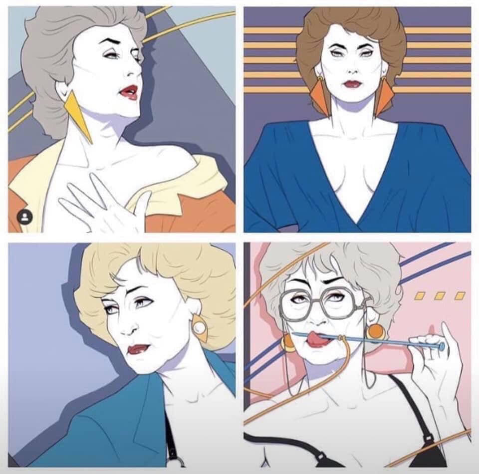 G’Night, All! #GoldenGirls in the style of #PatrickNagel by dannybeck.com.