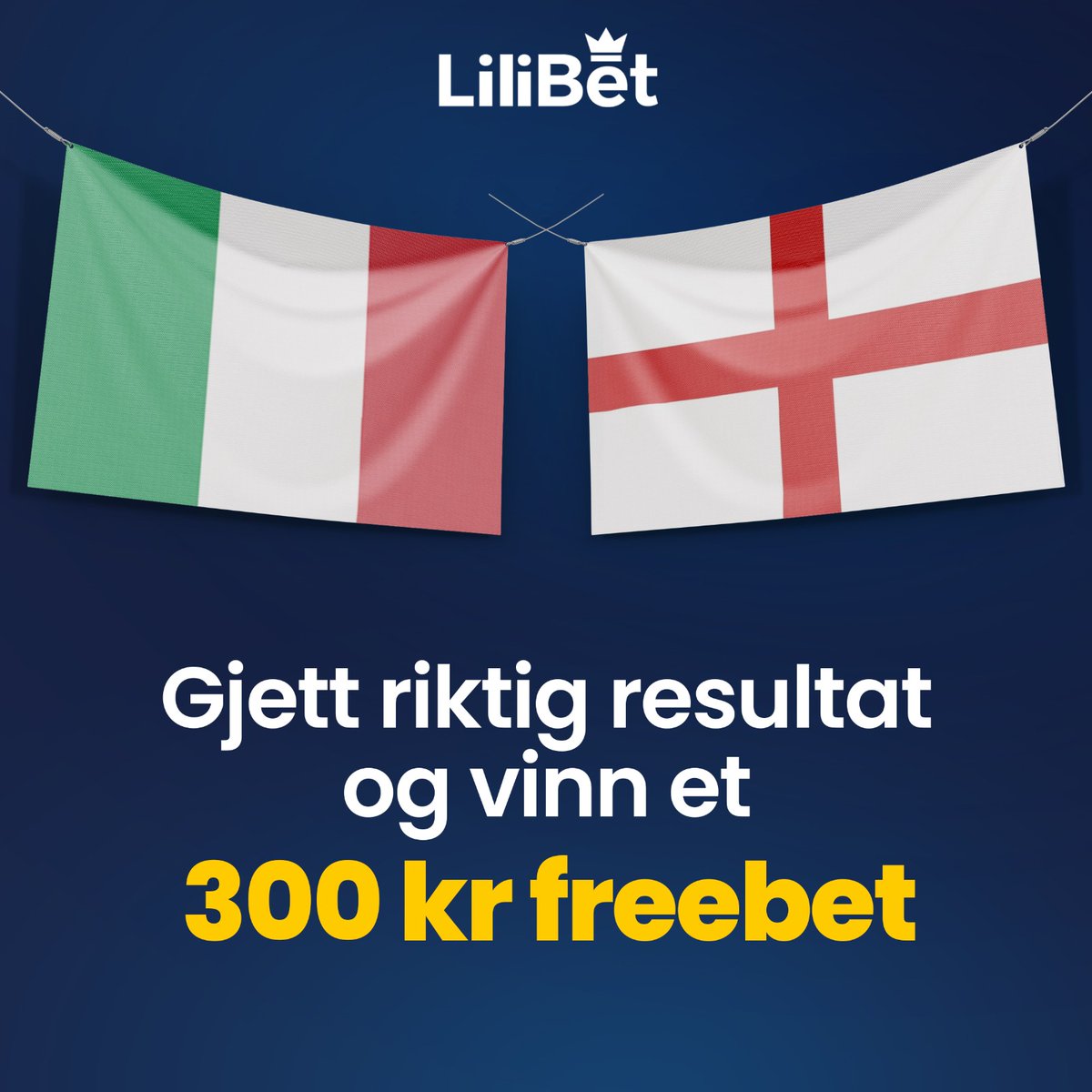 🔥 KONKURRANSE 🔥

👊 Italia mot England!
🎁 300 kr freebet til to heldige vinnere!

For å delta:
1️⃣ Retweet
2️⃣ Gjett riktig resultat
3️⃣ Tagg en venn

🚨 Vinnerne trekkes etter kampen