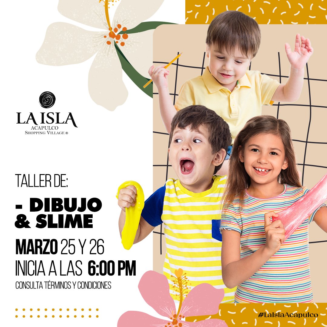 ¡Este fin de semana ven a explotar la creatividad y la imaginación de tus pequeños!
No te pierdas el taller de dibujo y slime totalmente gratuitos.