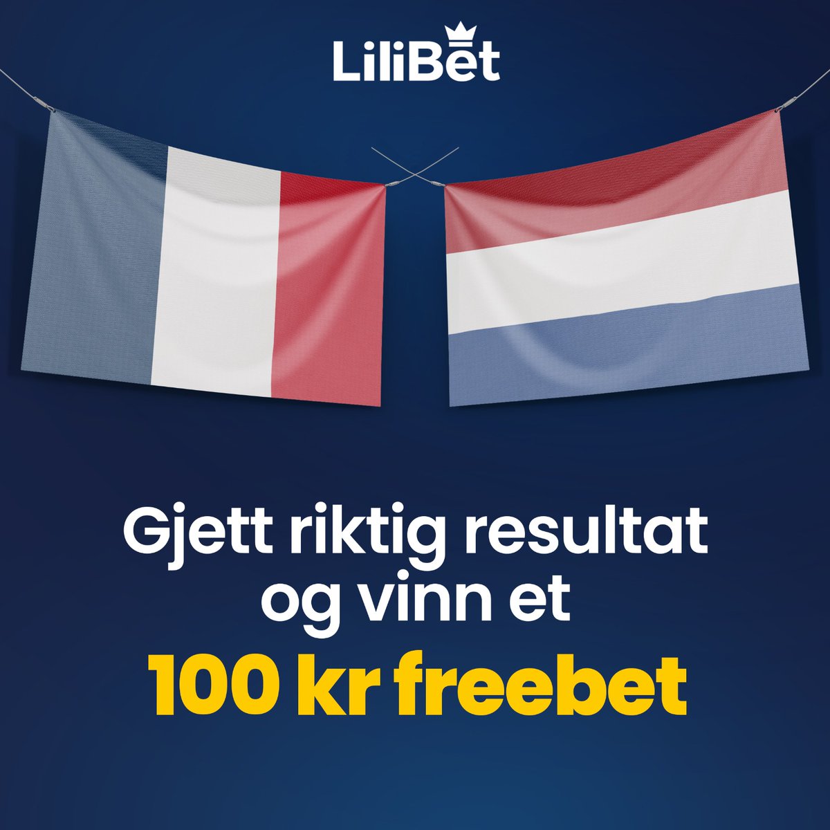🚨 Gjett riktig resultat i kampen mellom Frankrike og Holland, og vinn et 100 kr freebet!

Slik deltar du:
✅ Retweet
✅ Gjett resultatet
✅ Tagg en venn

Vinneren vil bli annonsert etter kampen. Lykke til! 🤞