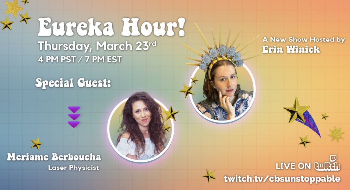 girl_in_physics's tweet image. I’ll be on @CBSUnstoppable’s Eureka 💡 Hour ⏰ with @erinwinick TOMORROW 📆 4PM PST - talking things all lasers, 💥 fusion ☀️ and more! #CBSUnstoppable #WomenInSTEM #womeninphysics