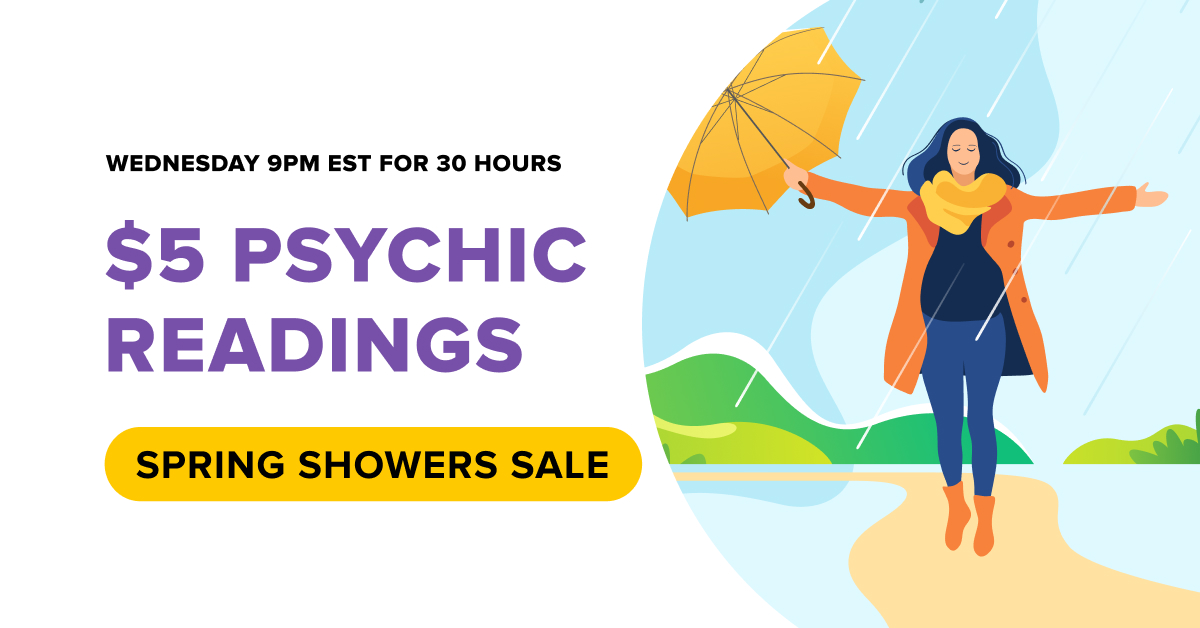 PurpleOceanPsyc's tweet photo. Spring Showers sale is on now! $5 psychic readings - 9pm EDT on Wednesday - valid for 30 hours only! https://t.co/8hx28sUrb9