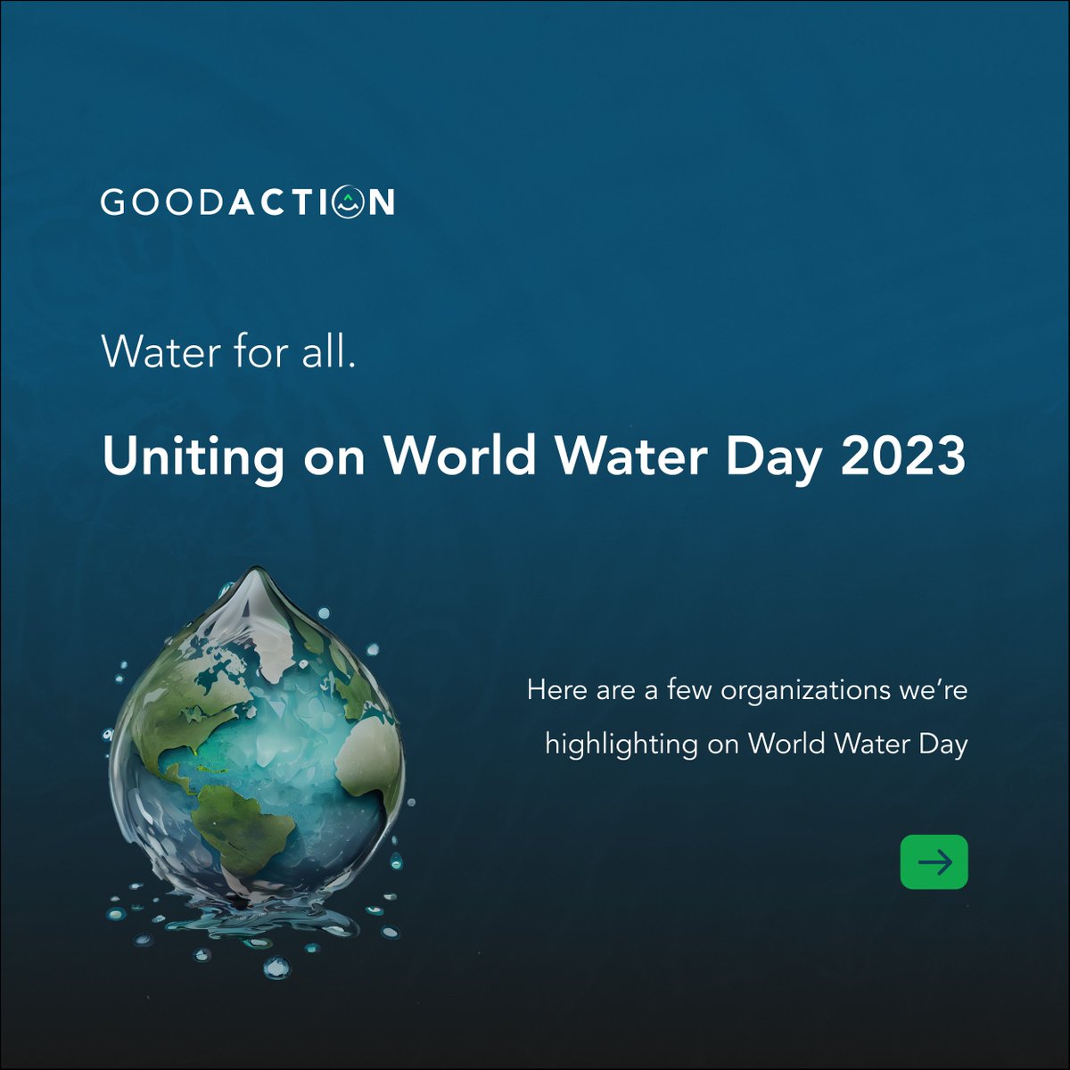 GoodActiontech's tweet photo. World Water Day 2023: Together for a Hydrated World 🌍💙 Today, we highlight https://t.co/fRHriYQvyn, The Water Project, WaterAid, and Water for People in their mission to provide safe, clean water for all! Let's join forces to create a sustainable future one drop at a time. https://t.co/iRX597yqMD