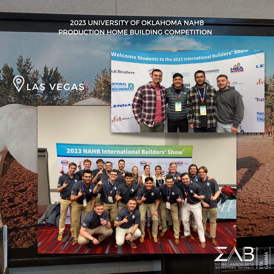 Last month our brothers Agustin Trujillo, Daniel Nieto, Esteban Andrade, and Christian Sanroman had the opportunity to attend the 2023 University of Oklahoma NAHB Production Home Building Competition in Las Vegas! 🥂