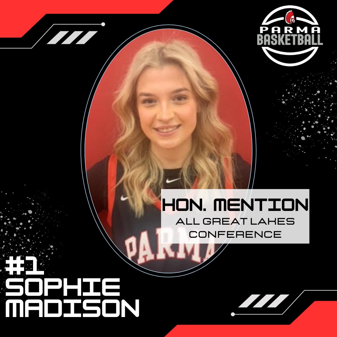 PSHgirlsBball's tweet photo. Congratulations to @sophiiemadiison on receiving Honorable Mention All Great Lakes Conference! #GoParma https://t.co/xZUVz3bLZ9