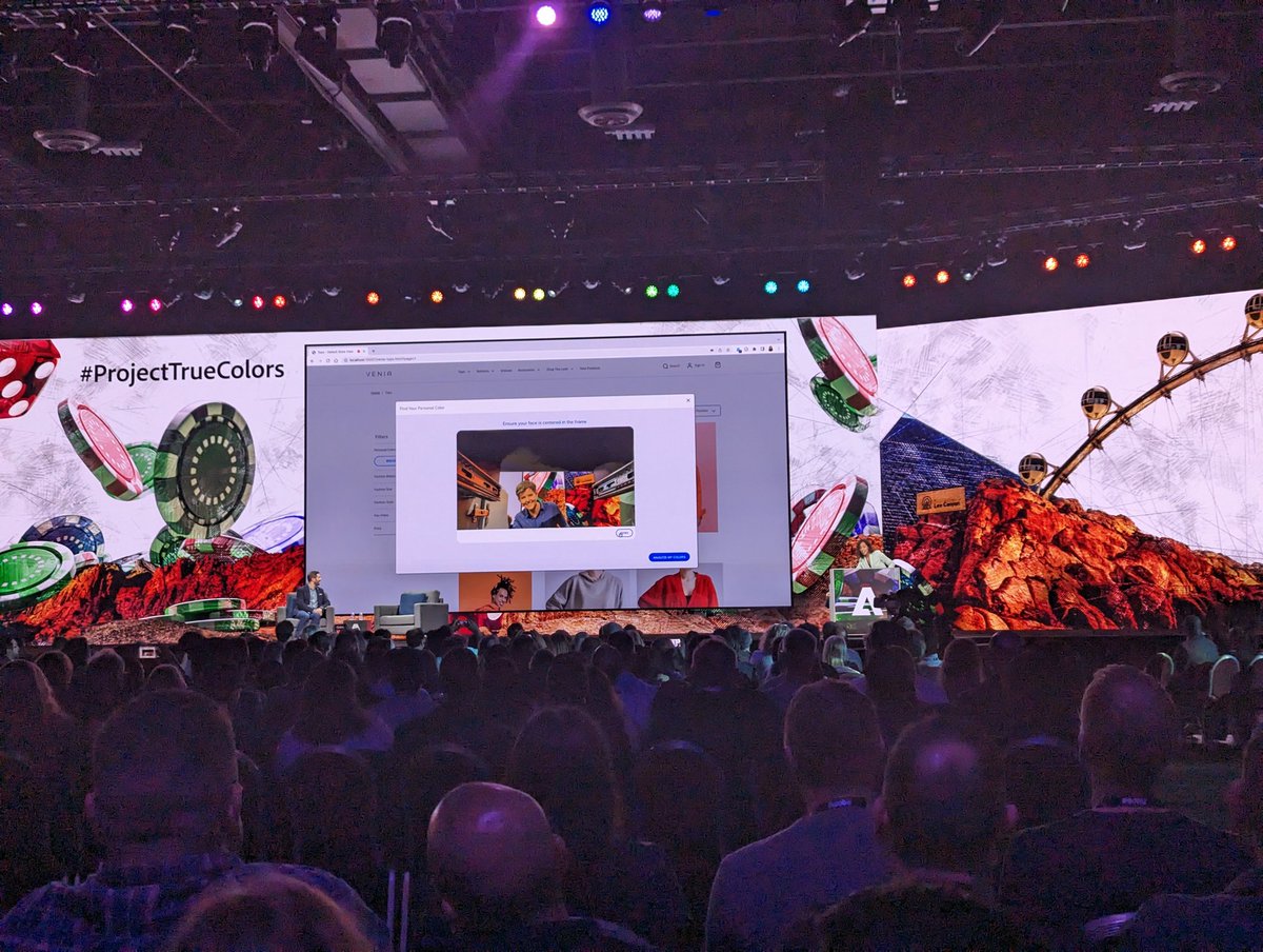 BenjaminGisvold's tweet photo. Tig Notaro being a great sport with Sneaks technical issues.

#adobesummit #adobesneaks https://t.co/spKtTOgsUg