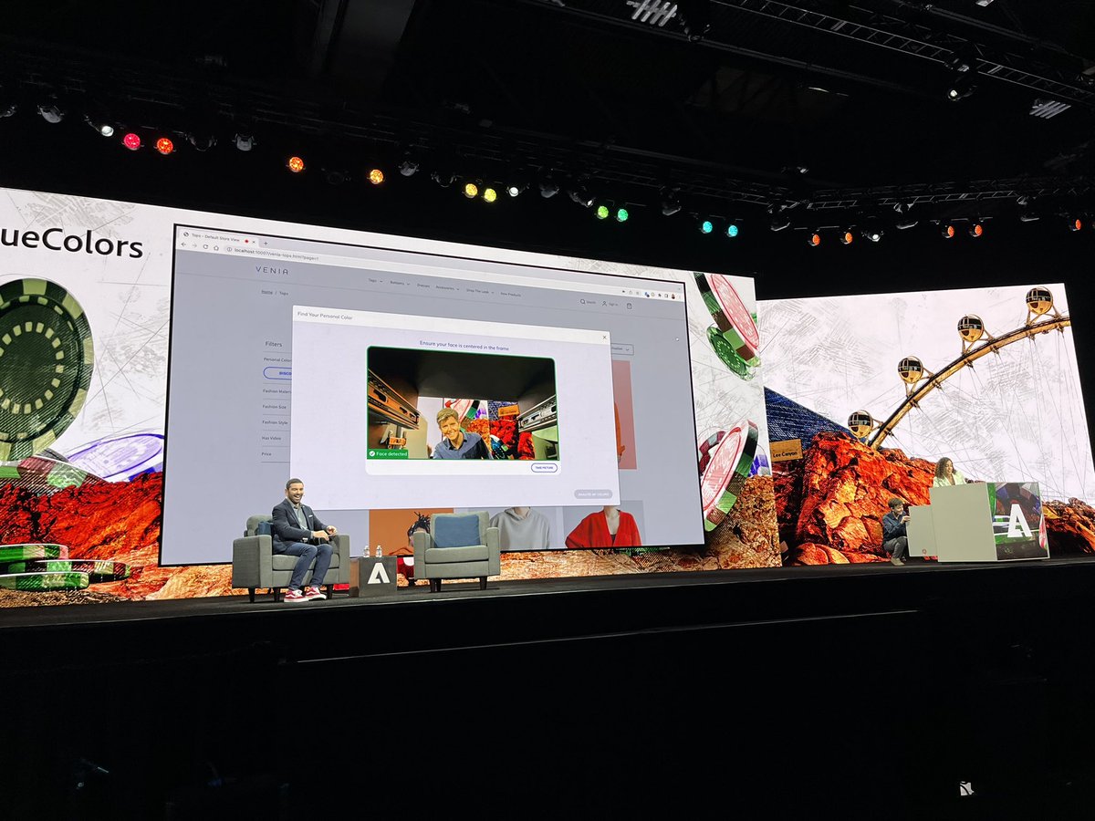 lonistark's tweet photo. .@TigNotaro can tell the future!
15 min earlier : You want me to get into that green box 📦, I would. 
Now : Tig, getting into the green box. 😂
#ProjectTrueColors w/@dejmejia #AdobeSneaks #AdobeSummit @AdobeSummit https://t.co/QobIL64sJz