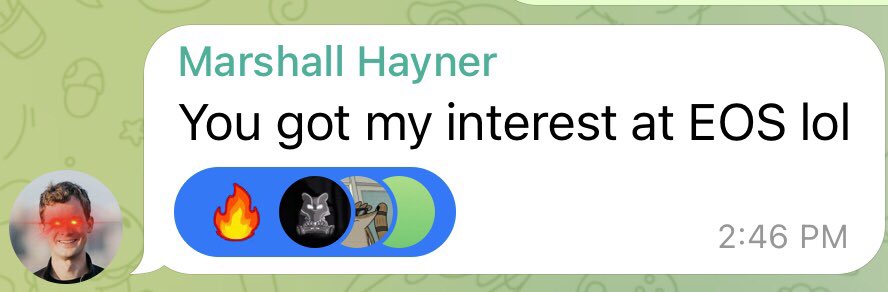 eggofsilence's tweet photo. Do you have laser eyes like @MarshallHayner ? This response was all I needed to know that #EOS is one of a kind &amp; revolutionary. When you have a vision and you don’t waiver regardless of the challenges &amp; opposition people will recognize your efforts. Keep building #XPR #Proton https://t.co/XPBoWWWEHq