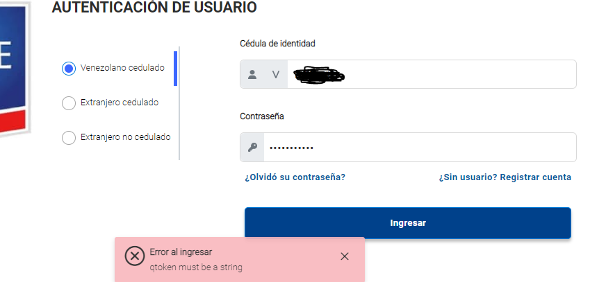 LuisRomanP's tweet photo. @VenezuelaSaime Inicio sesión con la clave que me llego al correo y me dice usario no existe. Intente recuperar la contraseña y me dejó, pero al iniciar sesión me sale un aviso diciendo: error al ingresar. El sistema esta crasheado. https://t.co/Jn93CKWiiJ